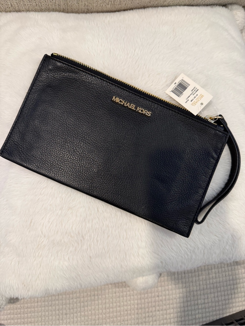 Michael Kors Black Leather Wristlet Clutch